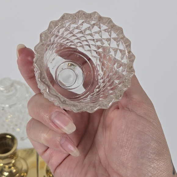 Vintage Quilted Diamond Partylite Votive Candle Holder Glass Sconce PAIR MCM - Picture 14 of 17